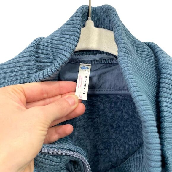 Free People Gear Up Sherpa teddy Jacket Size L blue - Picture 4 of 11